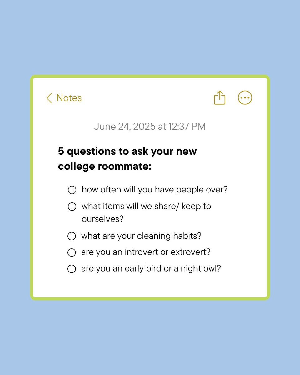 calling future college roommates!! 📢 

don’t forget to hit on these hot topic questions before you move in! 

#roommate #college #collegeroommate #student #university