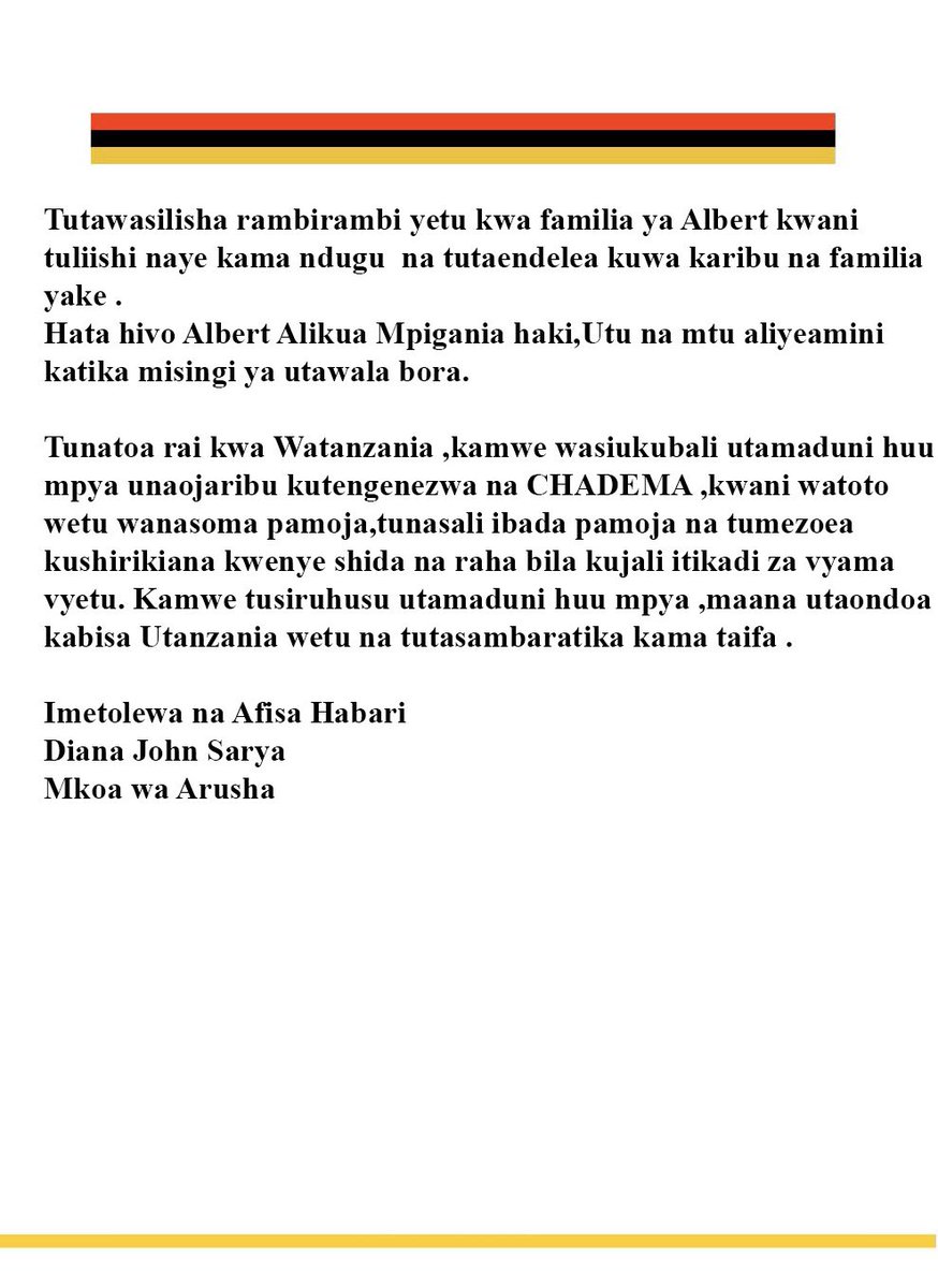 ChaummaT's tweet image. TAARIFA KWA UMMA.