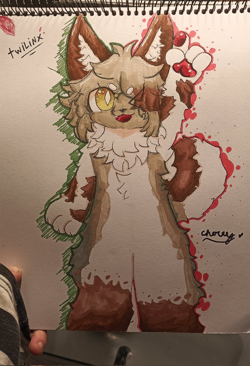 Cherrycake_x's tweet image. Art trade con @Tw1Linx_  😸🤍