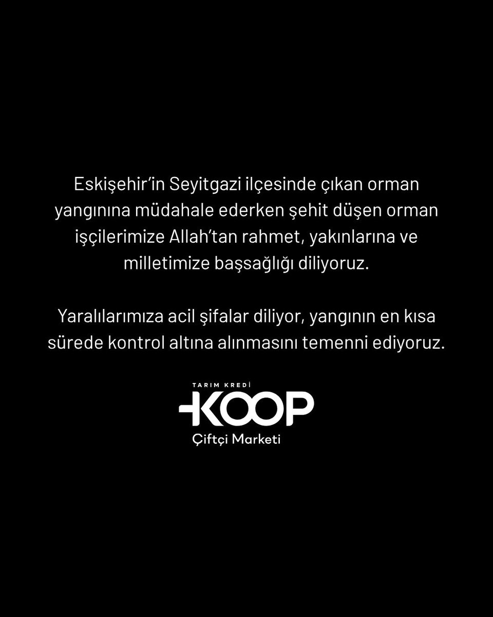 Eskişehir’in Seyitgazi ilçesinde çıkan orman yangınına müdahale ederken şehit düşen orman işçilerimize Allah’tan rahmet, yakınlarına ve milletimize başsağlığı diliyoruz.

Yaralılarımıza acil şifalar diliyor, yangının en kısa sürede kontrol altına alınmasını temenni ediyoruz.