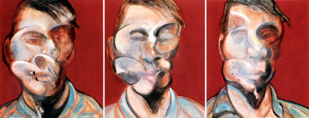baconartbot's tweet image. Three Studies for Self-Portrait #artbots #bacon