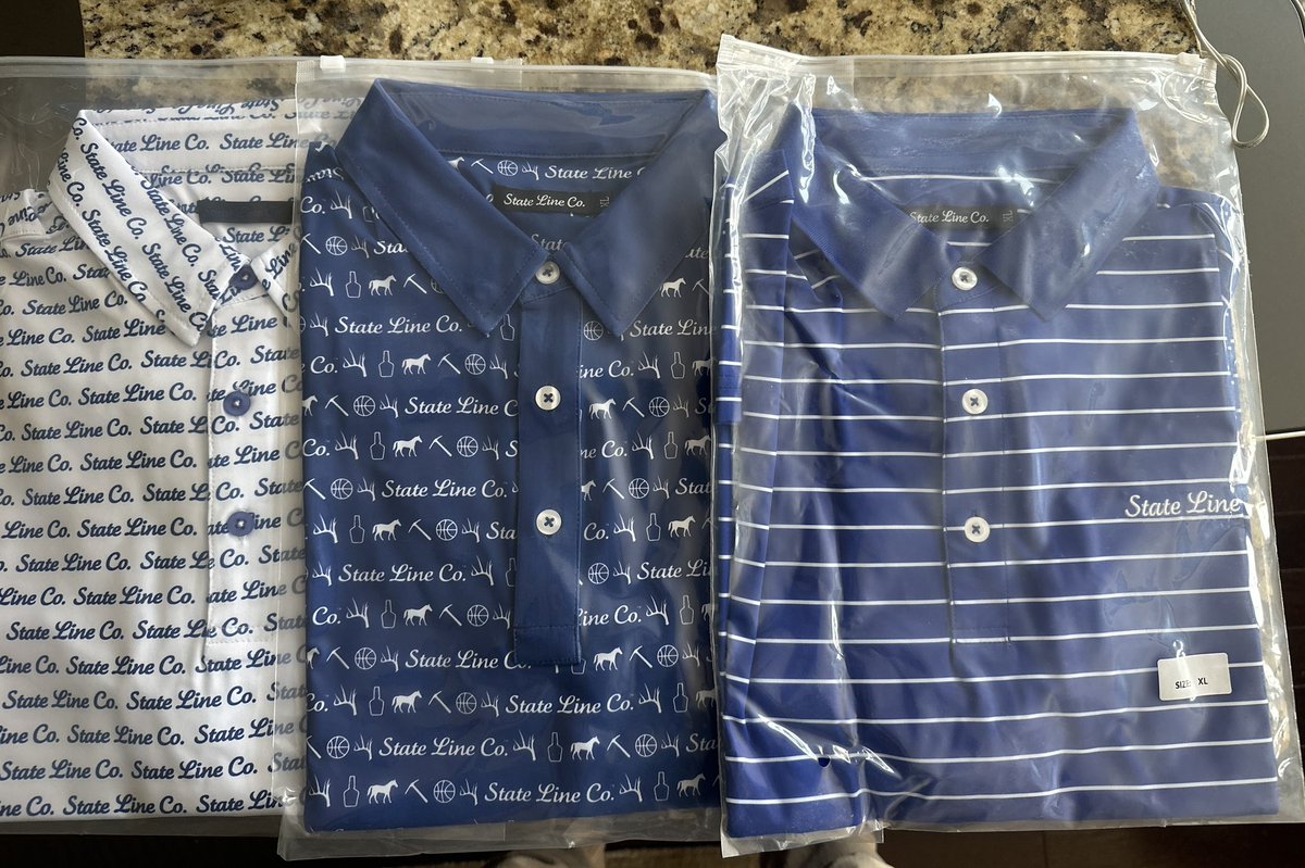 StateLineCo's tweet image. They’re here.
Excited to get some new stock photos of the adjustments we made, our new polo, and get these back in stock on the website.
Goal is a drop next weekend.
If golf head covers come in soon enough, may do a polo & head cover giveaway.