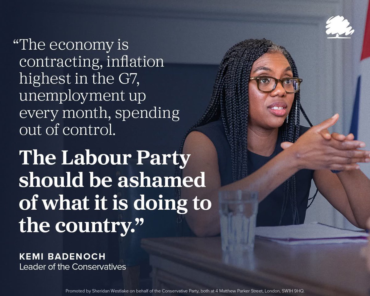WithamTories's tweet image. Kemi is right, the economy is contracting, inflation is the highest in the G7, unemployment is up every month and spending is out of control!
Only the @Conservatives can fix this mess. 🇬🇧