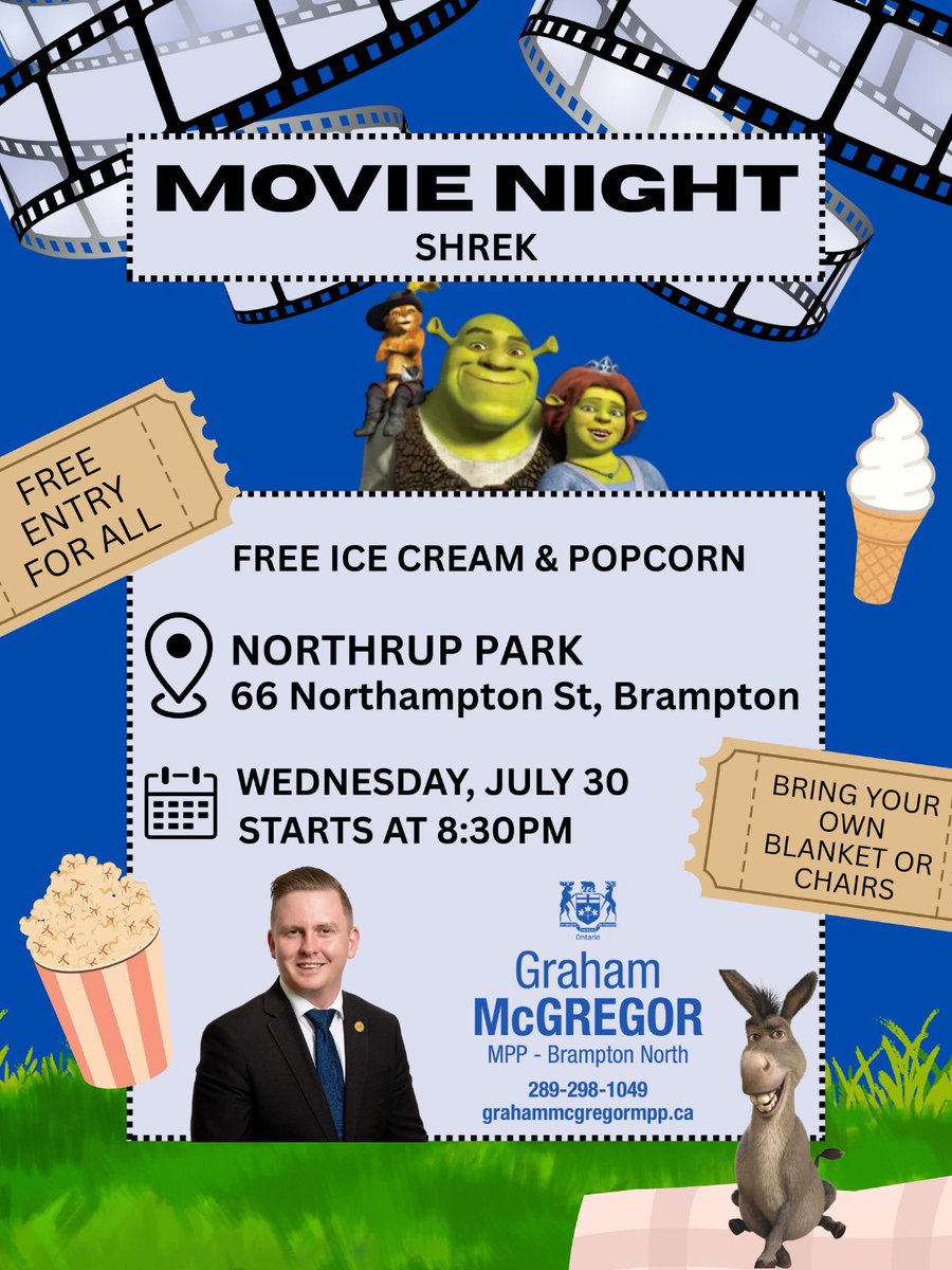 ‼️Get ready Northrup Park‼️

Next Wednesday, July 30th, we’ll be playing Shrek! Bring your family and friends for a fun night under the stars with free popcorn and ice cream. 
📽️🍿🍦