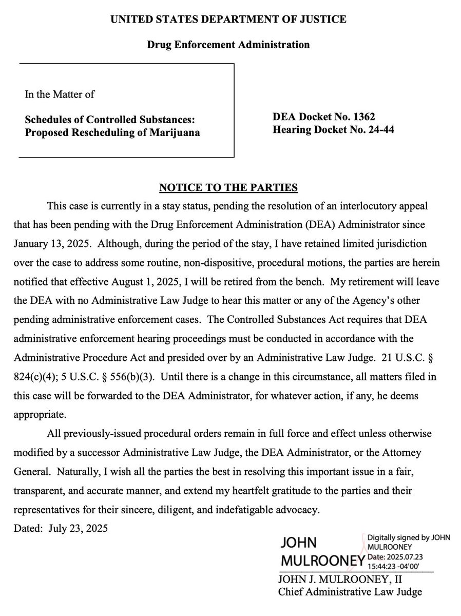 KevinSabet's tweet image. The DEA no longer has an Administrative law judge, and pot stocks aren't happy.