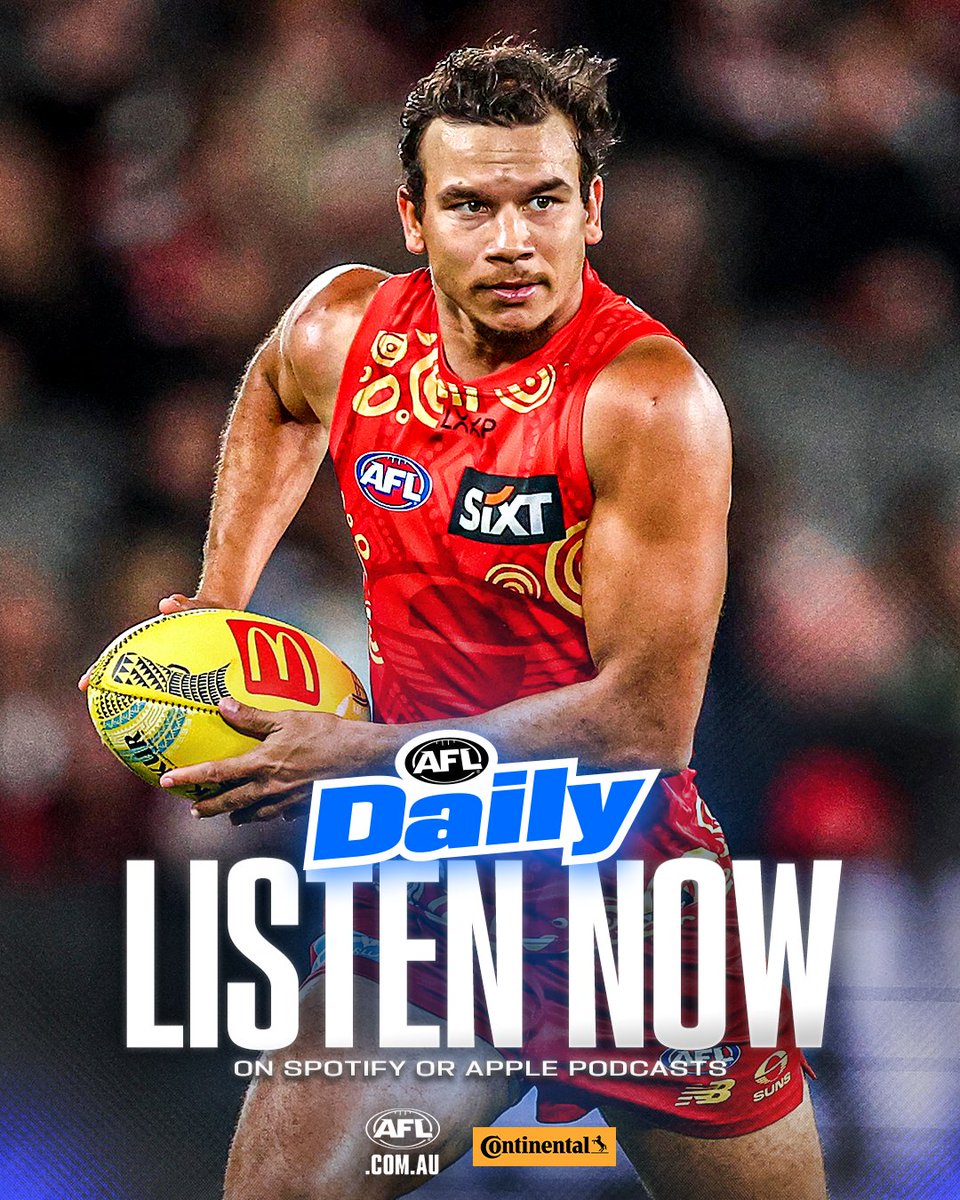 AFL's tweet image. How will the Suns replace Daniel Rioli in a must-win QClash? 🤔
@MichaelWhiting and @NathanSchmook preview a HUGE round of non-Victorian rivalries on AFL Daily: afl.com.au/podcasts/afl-d…