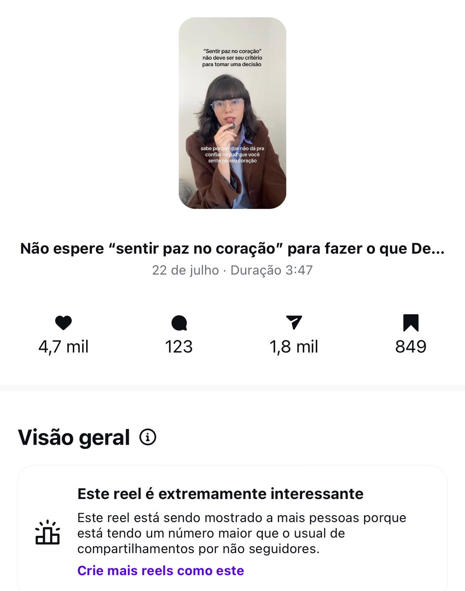 sccplaris's tweet image. Eu tô abismada com meus seguidores do instagram. Postei um reels de quase 4 minutos e o instagram alertou: é muito longo, ninguém vai ver. E agora ele tá dizendo que é “extremamente interessante”. Dá uma esperança pensar que nem todo mundo caiu no conto do “conteúdo rápido”.