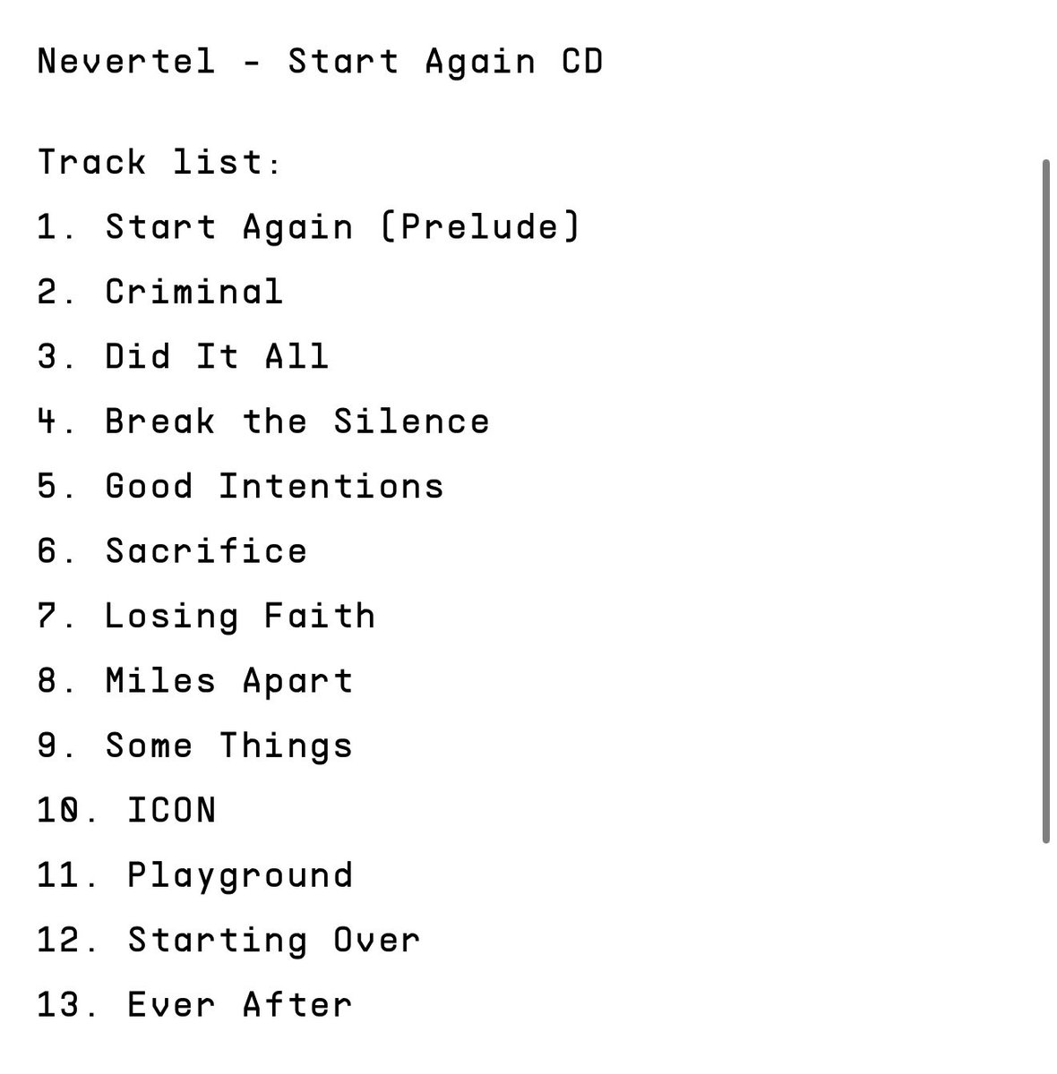nevertelUS's tweet image. What song are you most excited for based on the name alone?
“Start Again” out Sep. 12th