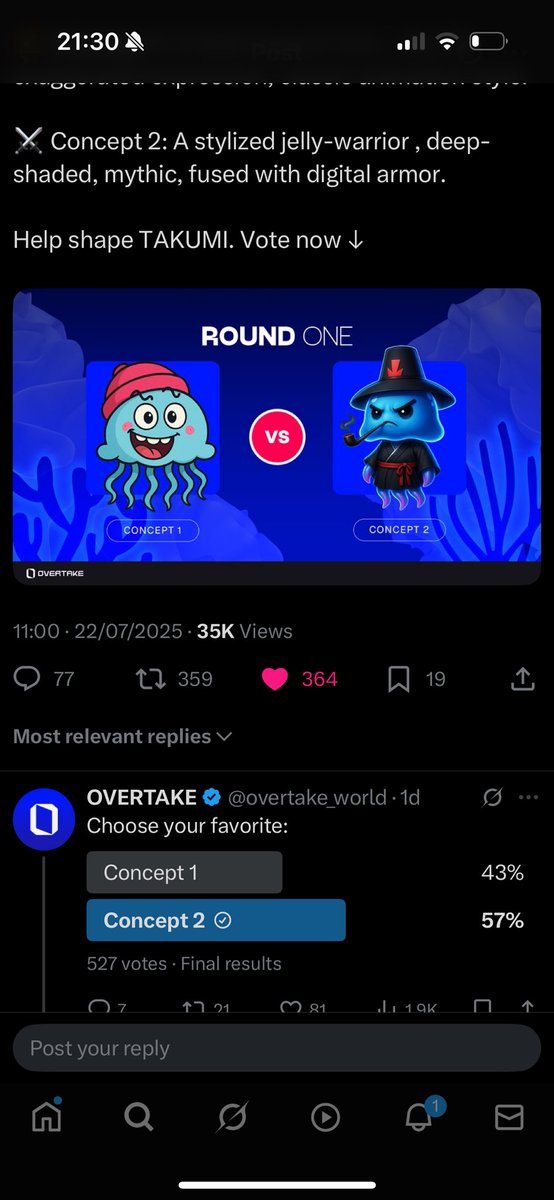 D3TRIOTT's tweet photo. - I’m a simple man, I voted for the @overtake_world takumi pfp design based on my mood!

- Voted concept 2 for round 1 because I was angry this morning 
- voted concept 2 for round 2 cos I’m hungry atm and I could really go for some hotdog 🌭 

#overtakepfpvote https://t.co/uvArURLZhs