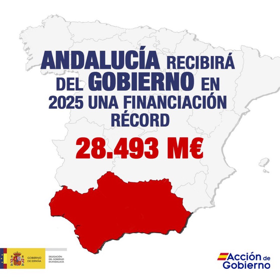 _PepeEntrena's tweet image. El Gobierno d España entrega 28.493 M € a l Junta d Andalucía para 2025,financiación récord q mejora un 10% la de 2024.El problema d l Junta de @JuanMa_Moreno no es de financiación sino de torpeza en la gestión y obsesión por l privatización.El Gobierno cumple con Andalucía.