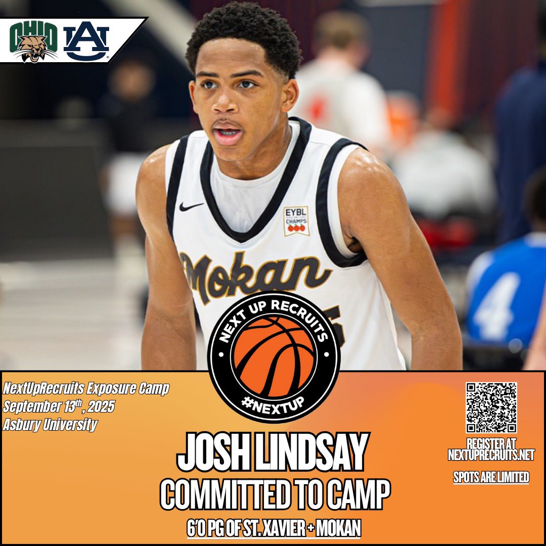 NextUpRecruits's tweet image. 2028 - 6’0 PG Josh Lindsay (@joshlindsayco28) of @StXBasketball / @MokanBasketball has registered for our exposure camp at Asbury U on September 13th.
Lindsey added an offer from Auburn after his performances at Peach Jam.
Register Here: nextuprecruits.sportngin.com/register/form/…