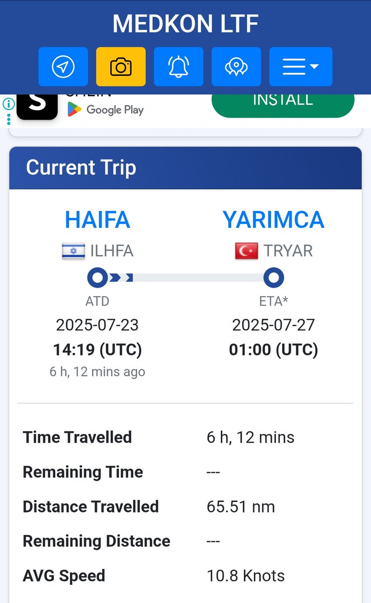 resistance_sa's tweet image. A Turkish ship "MEDKON LTF" has departed from the Port of Haifa destined for Yarimca Port in Turkey.
Turkish- Israeli trade continues despite Hamas requesting all Muslim nations severe ties with Israel. The ship has traveled between the countries multiple times this year