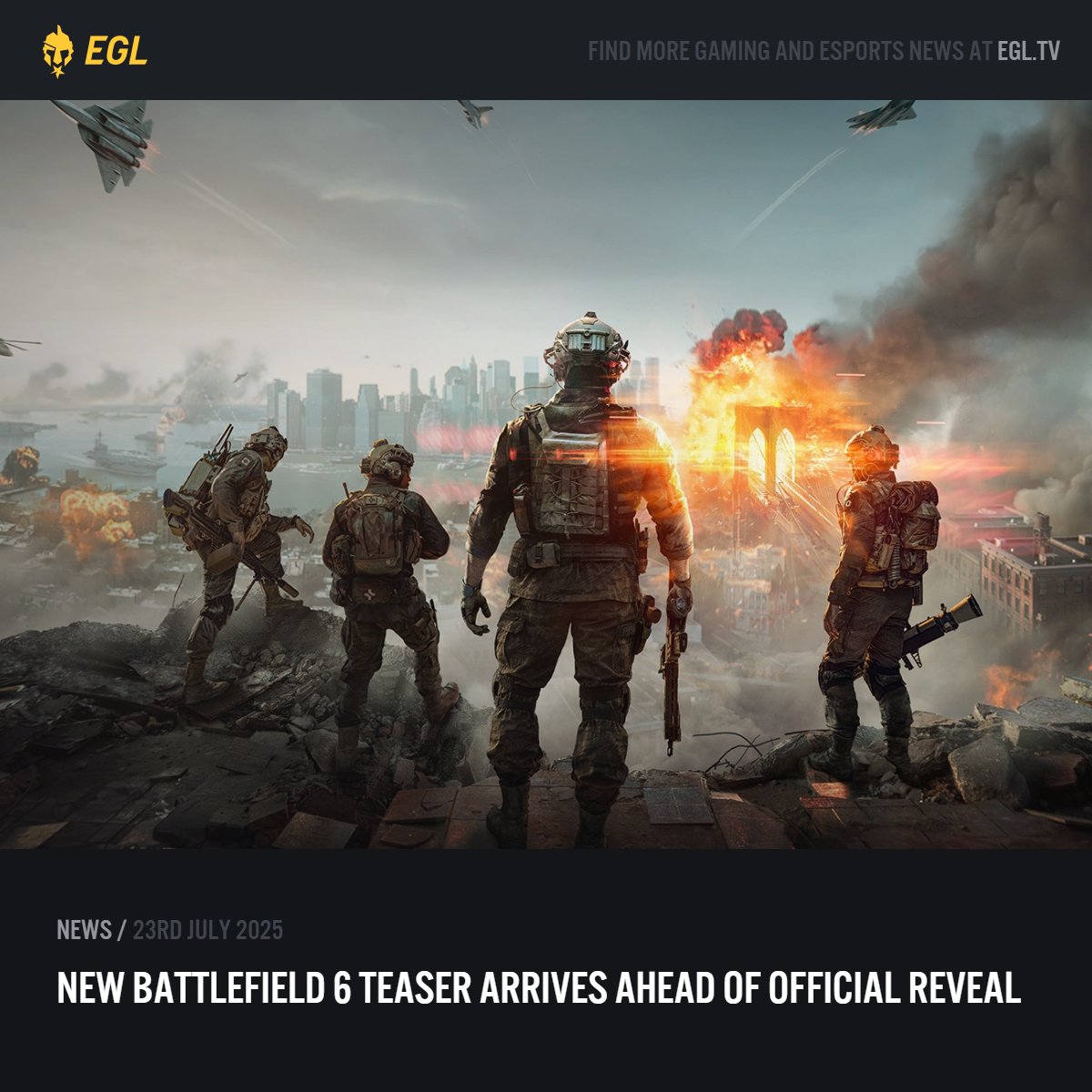 EGL's tweet image. 🚨A new Battlefield 6 teaser has been released, just before tomorrow's big reveal! 🚨
Here's everything we know so far:
📰 egl.tv/articles/new-b…