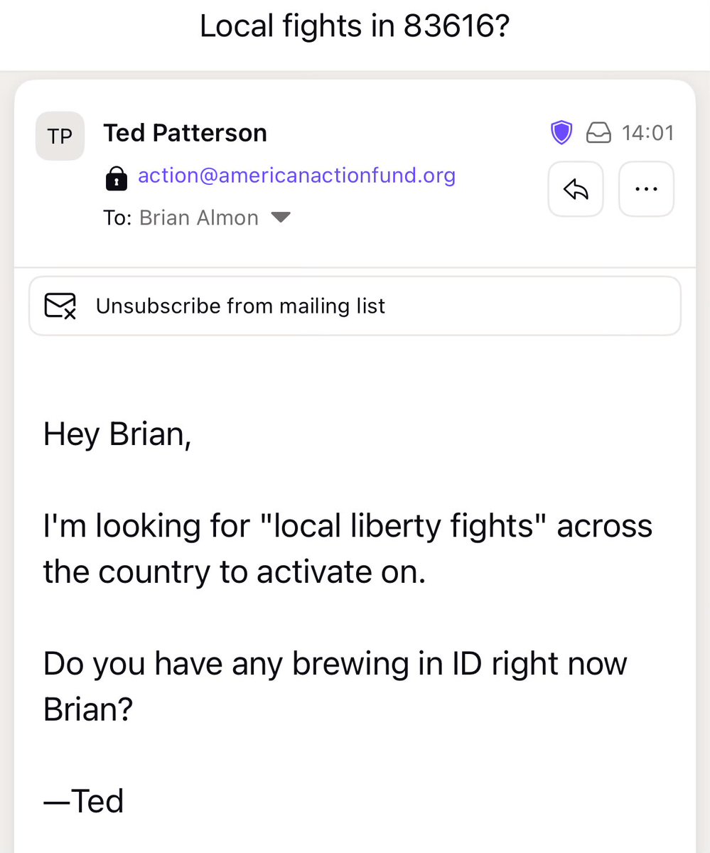 brianalmon's tweet image. I don’t know, Ted, do we have any fights brewing in Idaho? You’re the expert on confrontation.