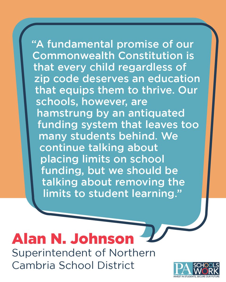 PASchoolsWork's tweet image. Two years ago, the Commonwealth Court ruled that PA's current public education funding system is unconstitutional and requires additional resources for low-wealth school districts to ensure an equitable education. It's time to #FinishTheJob! @ncsdcolts