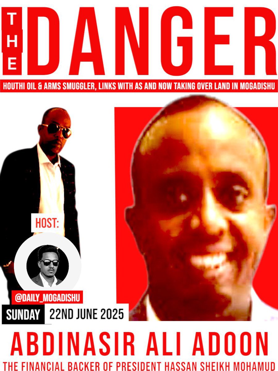 Omar_Hayier's tweet image. 🔥 Abdinaasir Ali Adoon – “Exposed: His Face, His Network”
Illicit Weapons Smuggler | Sanctions Violator | Political Financier
Primary Allegations:
◾️🧨 Illicit Weapons Smuggler:
Adoon is a central figure in East Africa’s arms trafficking web, supplying advanced weaponry to…