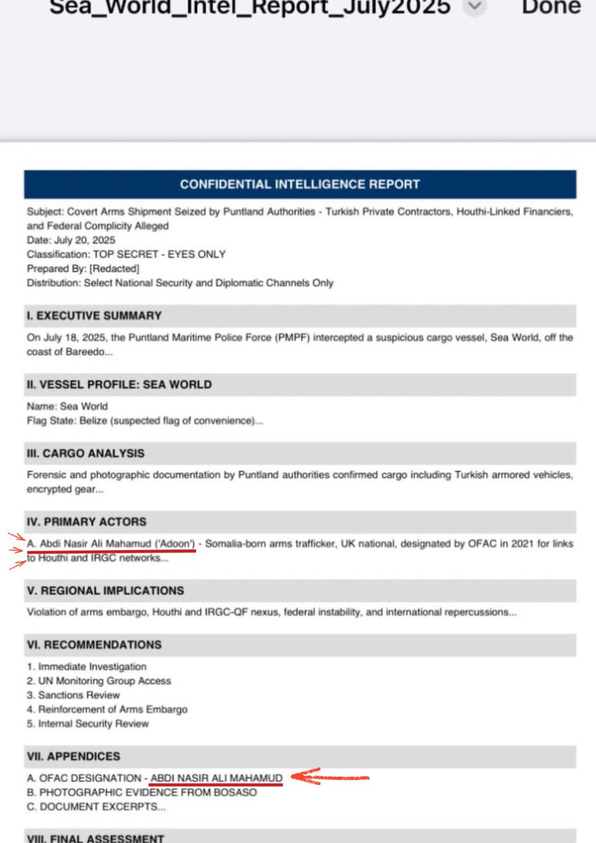 Omar_Hayier's tweet image. 🔥 Abdinaasir Ali Adoon – “Exposed: His Face, His Network”
Illicit Weapons Smuggler | Sanctions Violator | Political Financier
Primary Allegations:
◾️🧨 Illicit Weapons Smuggler:
Adoon is a central figure in East Africa’s arms trafficking web, supplying advanced weaponry to…