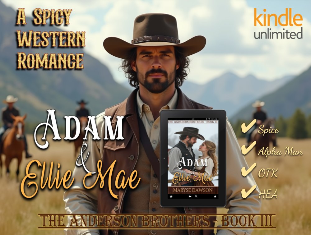 MaryseDawson's tweet image. My latest spicy cowboy book is now live!
a.co/d/hfqmrYF
The Anderson Brothers Book III: Adam & Ellie Mae
A Steamy #Western Romance with a trope of OTK & HEA 💋 on #KU and #audio
🔥 Protective Alpha Man
🔥 Feisty Female
🔥 Spicy Romance
🔥 Action, Adventure
After losing…