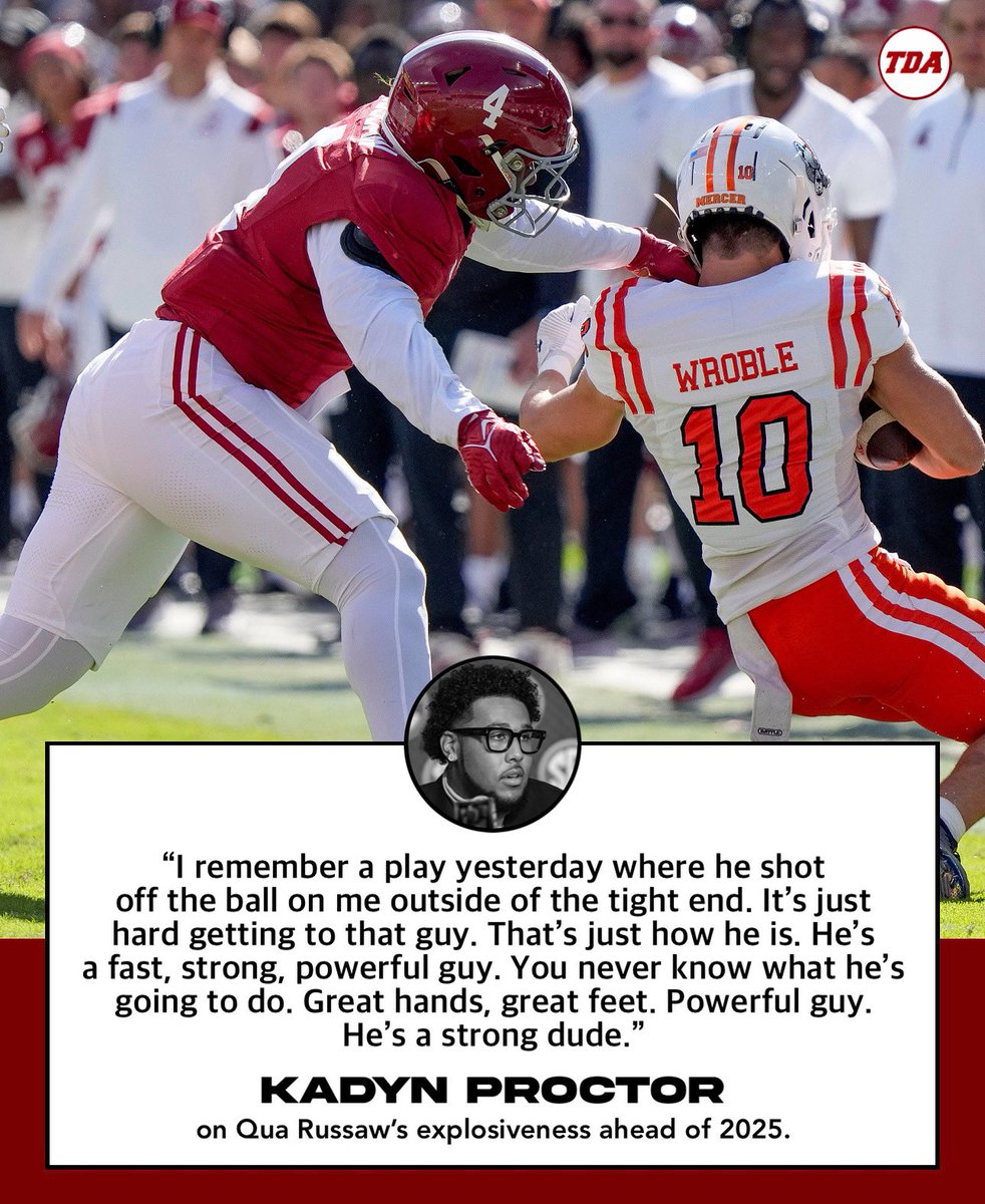 TDAlabamaMag's tweet image. Qua Russaw is DIFFERENT this offseason. 🔥
“His growth’s been insane. He’s quicker, more confident, and his motor just doesn’t quit. You can tell he’s ready to dominate.” ~ Kadyn Proctor
The Tide may have a new star coming off the edge this fall.
tdalabamamag.com/2025/07/23/ala…