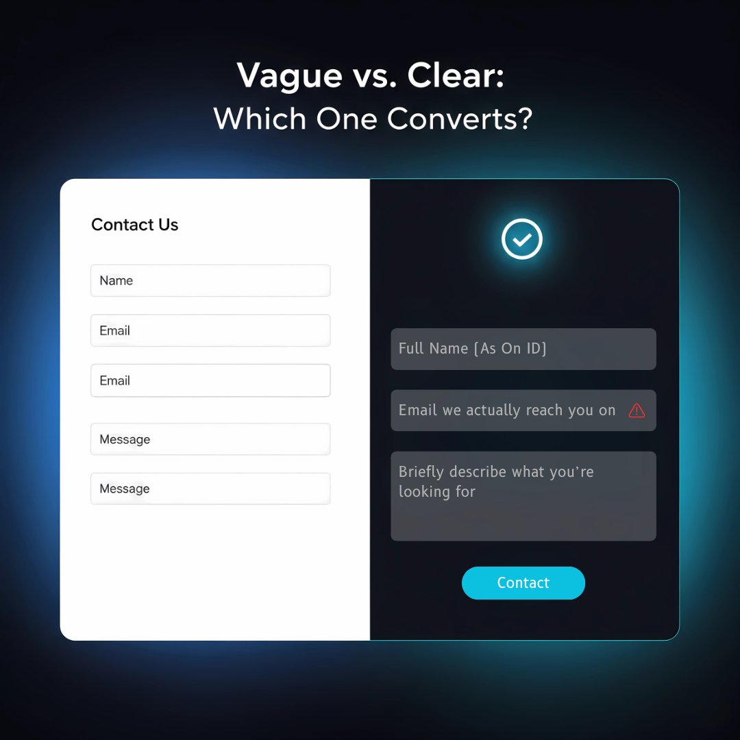 ibizn_saas's tweet image. Direct & Bold
“Name”? “Email”? “Message”?
These labels kill conversions.
Be clear:
- Full Name (as on ID)
- Email we can reach
- What do you need (1 sentence)
At IBIZN, our forms guide, not confuse.
#MicroUX #WebForms #IBIZN #UXMatters