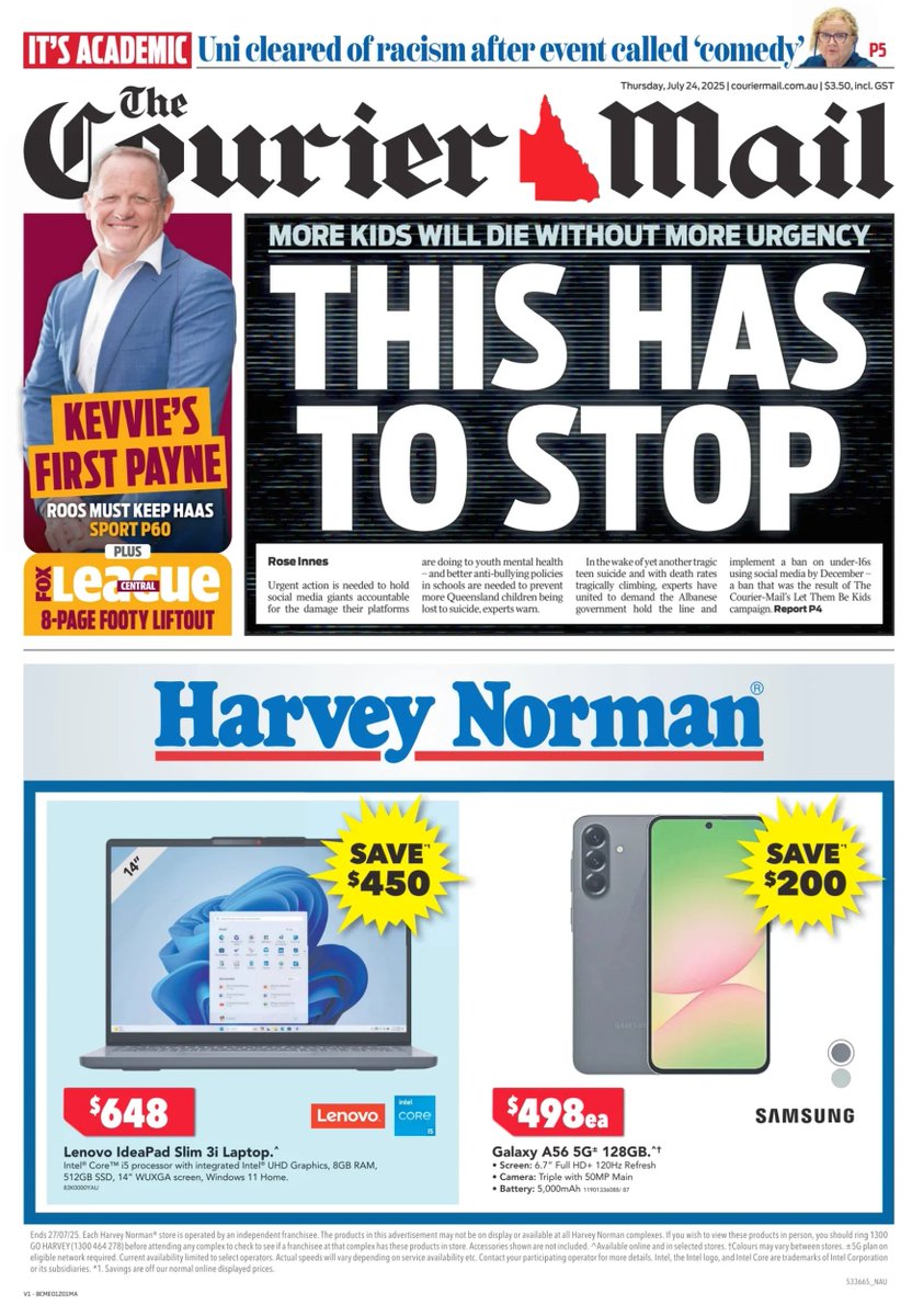 ukpapers's tweet image. π¦πΊ This Has To Stop
β«The latest tragedy to rock a Queensland school has sparked a chorus of experts demanding tougher action against social media giants
β«@RoseInnes161
#frontpagestoday #Australia @couriermail