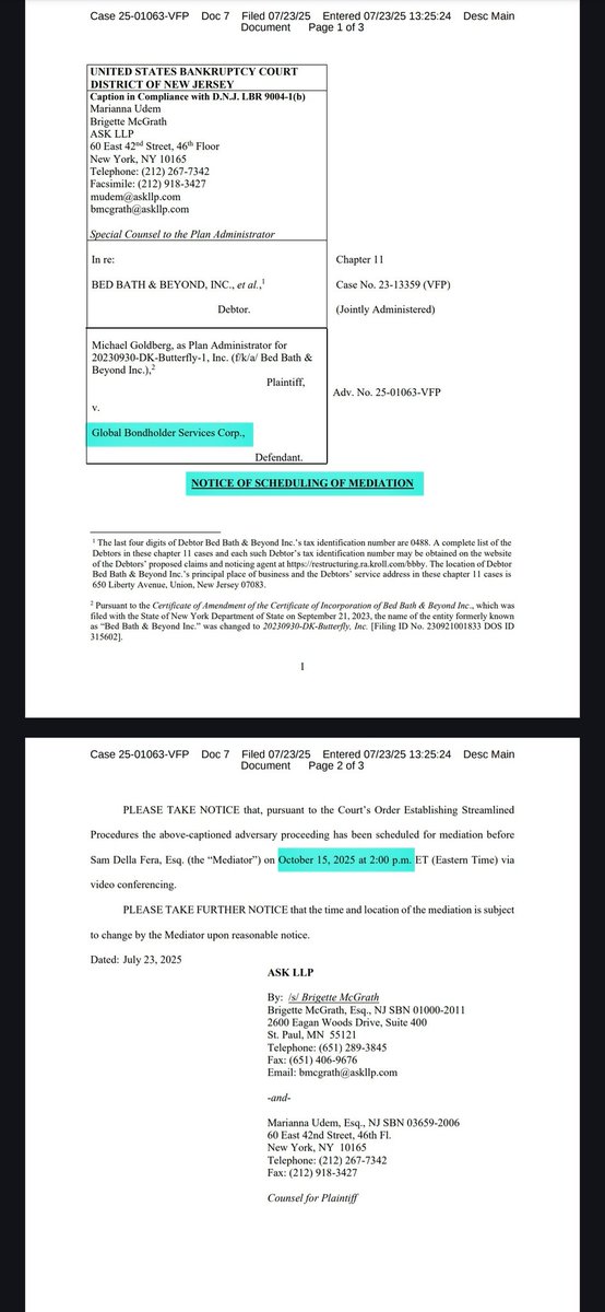 BobbyCat42's tweet image. Mediation proceedings have been scheduled for 20+ adversary cases today 👀
Here's the link for any interested parties 🍻
courtlistener.com/?q=Goldberg&ty…
$BBBY 🛌🛁🚀