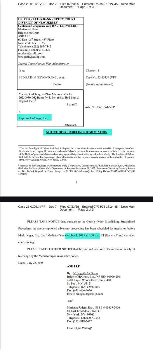BobbyCat42's tweet image. Mediation proceedings have been scheduled for 20+ adversary cases today 👀
Here's the link for any interested parties 🍻
courtlistener.com/?q=Goldberg&ty…
$BBBY 🛌🛁🚀