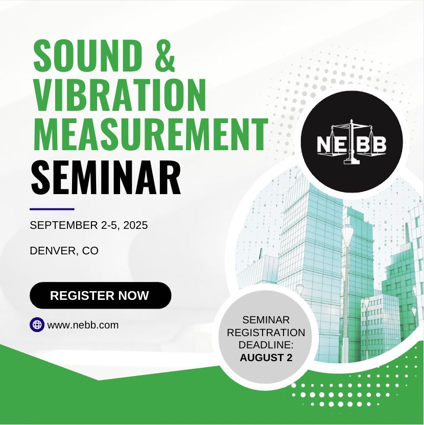 NEBB (@nebb_bldg) on Twitter photo 🔊 Ready to turn up your skills?
Our Sound & Vibration Measurement Seminar is coming to Denver this September!
Whether you're pursuing certification or want to level up your field testing game, this hands-on seminar is for you: buff.ly/iD83e11 
#NEBB2025 #NEBBseminars 🔊 Ready to turn up your skills?
Our Sound & Vibration Measurement Seminar is coming to Denver this September!
Whether you're pursuing certification or want to level up your field testing game, this hands-on seminar is for you: buff.ly/iD83e11 
#NEBB2025 #NEBBseminars