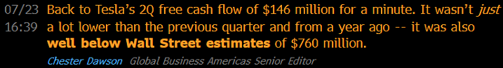 The deterioration of Tesla's core business is quite amazing, but perhaps more so that the shareholder base is not disturbed by it. The core business is under stress and the stock doesn't move.

$TSLA