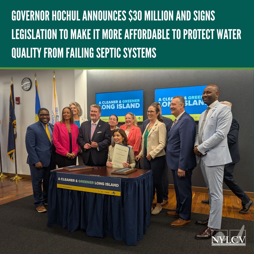 nylcv's tweet image. Big news! @govkathyhochul signed legislation making it easier for NYers to upgrade to advanced septic systems that reduce water pollution, protect public health, and improve water quality. We thank @govkathyhochul, @senatorharckham, and @assemblywoman_kassay for their leadership!