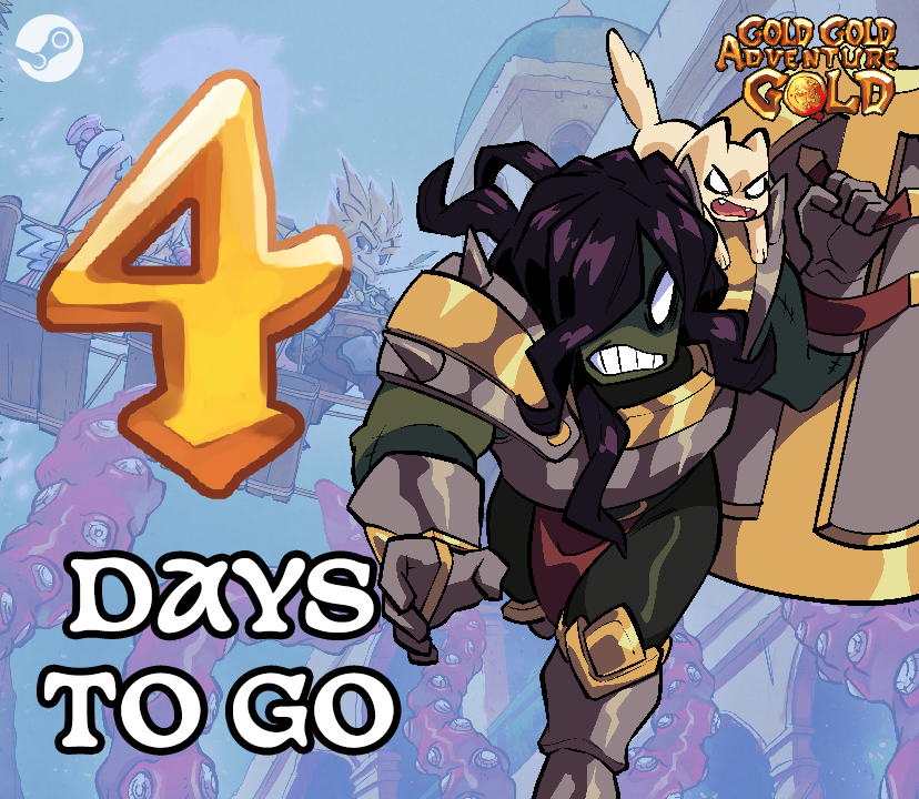 CanCanCanAMan's tweet photo. In just 4 Days, Gold Gold Adventure Golds dropping into Early Access. This has been over two years of passion filled work from such a talented group and we can't believe how close we are to sharing it with you! #IndieDev #IndieGame #SteamWishlist #GodSimulator #BuildingSim #IndieGaming