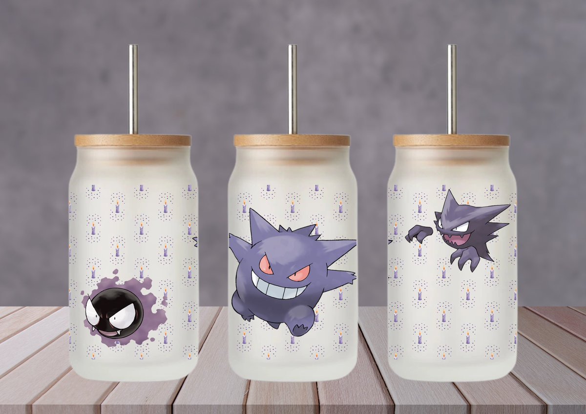 FunkyFashionP's tweet photo. Frosted Glass Tumbler for the Pokémon fans!  featuring the iconic Ghost-type trio: Gastly, Haunter, and Gengar! 

Available now on Etsy:

https://t.co/vyGEYxB1IP

#pokemon #etsy #smallbusiness #gastly #haunter #gengar https://t.co/lMlwjypOb6