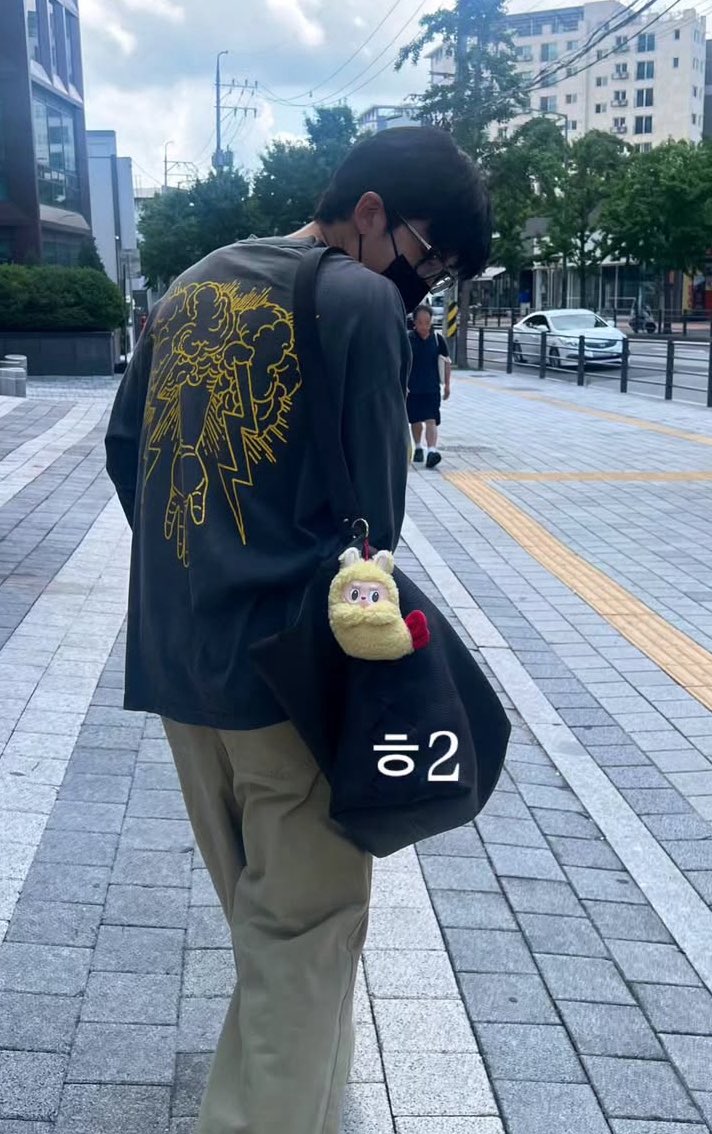 namjoonspebble's tweet image. What’s this chicken looking labubu he’s got