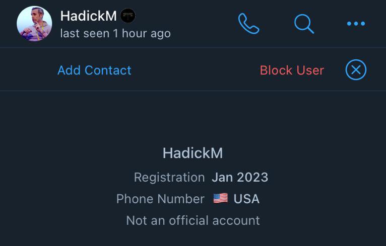 HadickM's tweet image. Looks like a have a TG scammer posing as me. Please be careful. My real tg is @rmh1208. And I will never cold tg you and just ask for a zoom. Please report and block if you get a message from this person.