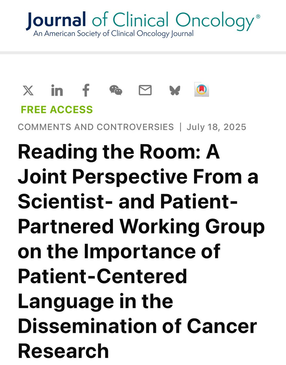 🚨🔥Hot off the press.

Just published <a href="/JCO_ASCO/">Journal of Clinical Oncology</a> <a href="/ASCO/">ASCO</a> 

Important paper on an important topic:

✅The use of Patient-Centered #Language in the Dissemination of #CancerResearch.

📝By an amazing #Scientist &amp; #Patient-Partnered Working Group. 

👇🏻
brnw.ch/21wUmvH
