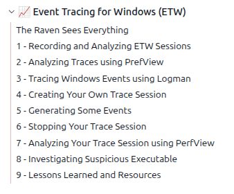 binaryz0ne's tweet photo. If you haven't used ETW before? No worries, I added that to the course too! (draft) #DFIR #malware #ThreatHunting #ThreatSimulation https://t.co/M5PwecLDb0