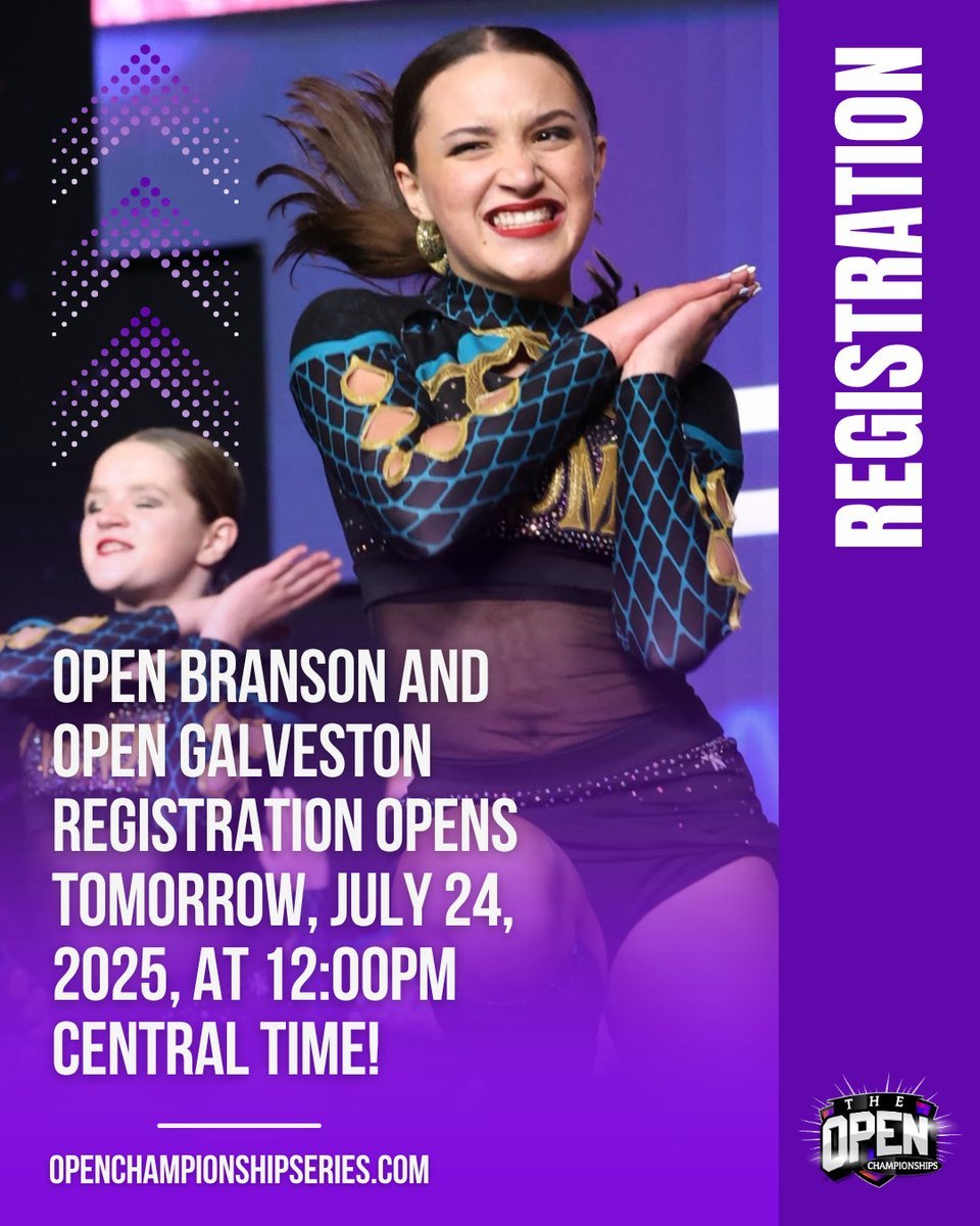 Open Championship Series (@open_champs) on Twitter photo 🎉 GET EXCITED! 🎉
Registration opens TOMORROW, Thursday, July 24, 2025 for the Open Branson and Open Galveston! 💜
Join us tomorrow at 12:00PM Central Time for information packets, pricing, and registration links!
#OpenChampionshipSeries #OpenBranson #OpenGalveston 🎉 GET EXCITED! 🎉
Registration opens TOMORROW, Thursday, July 24, 2025 for the Open Branson and Open Galveston! 💜
Join us tomorrow at 12:00PM Central Time for information packets, pricing, and registration links!
#OpenChampionshipSeries #OpenBranson #OpenGalveston