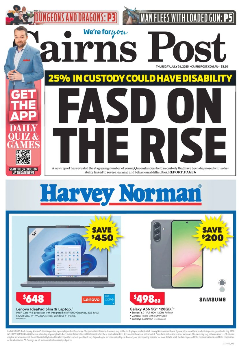 ukpapers's tweet image. π¦πΊ FASD On The Rise
β«A new report has revealed the staggering number of young Queenslanders held in custody that have been diagnosed with a disability linked to learning and behavioural difficulties
#frontpagestoday #Australia @TheCairnsPost