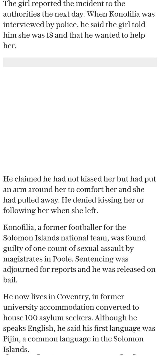 243_cal's tweet image. WEYMOUTH 🏴 Asylum-seeker who had "never been so close to a white woman" is convicted of sexually assaulting a 17 yr old. Court hears Moffat Konofilia (48) is from the Solomon Islands, a country on the other side of the planet. He was released on bail, pending sentencing.