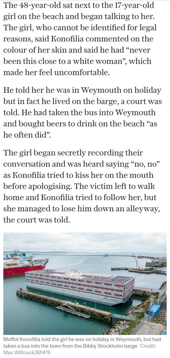 243_cal's tweet image. WEYMOUTH 🏴 Asylum-seeker who had "never been so close to a white woman" is convicted of sexually assaulting a 17 yr old. Court hears Moffat Konofilia (48) is from the Solomon Islands, a country on the other side of the planet. He was released on bail, pending sentencing.