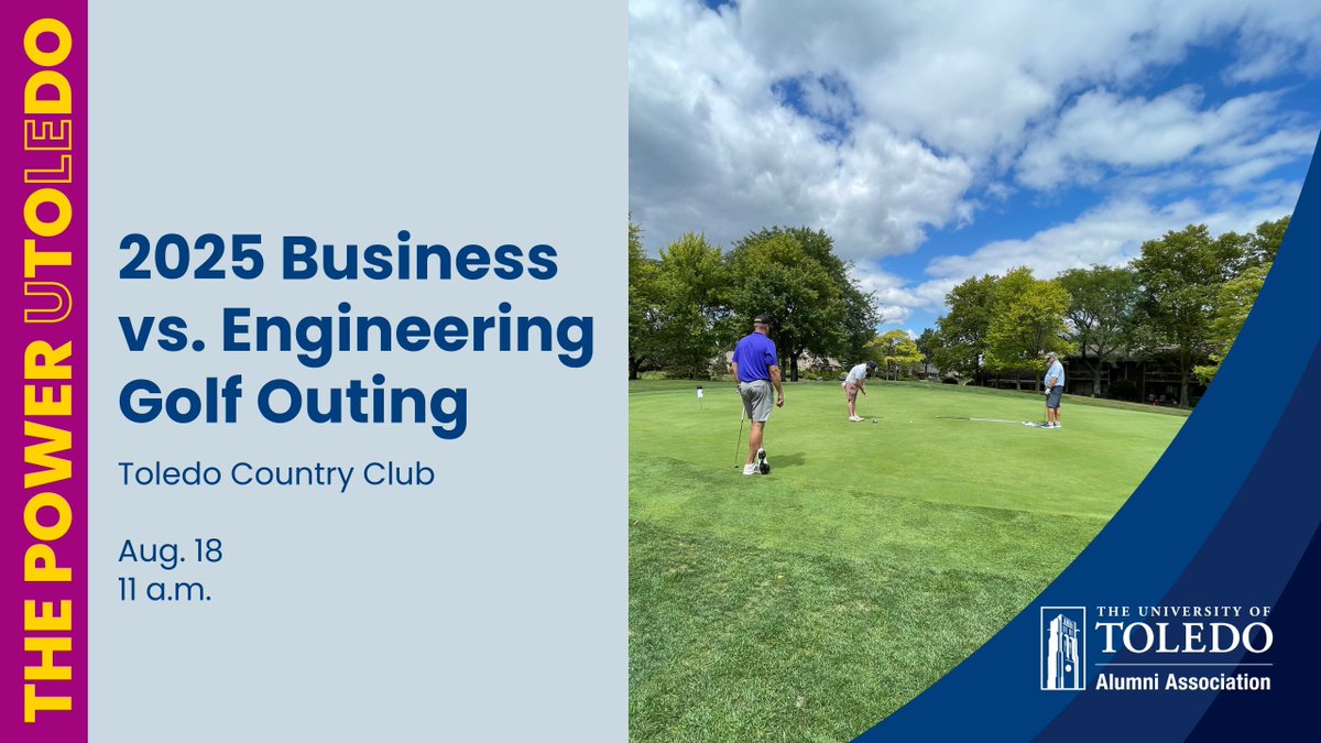 Business or Engineering, who takes the trophy this year?

Grab your crew for the 27th Annual UToledo Alumni Golf Outing.

📅 Aug. 18 | 🕚 11 a.m. –6 p.m.
📍 Toledo Country Club
🎓 All for student scholarships

Register by Aug. 13 🔗 buff.ly/JNgzArk

#UToledo #RocketPride