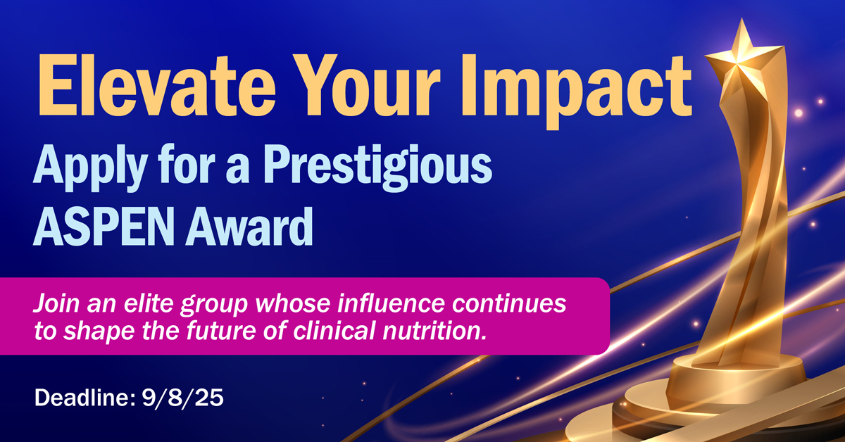 ASPEN_nutrition's tweet image. ⏲️For a limited time, apply for one of our prestigious awards! Each year, we honor members who lead in clinical practice, education, and advocacy. Recipients are recognized at #ASPEN26! Application deadline September 8. View all awards and apply today: ow.ly/2BrY50Wgq8l
