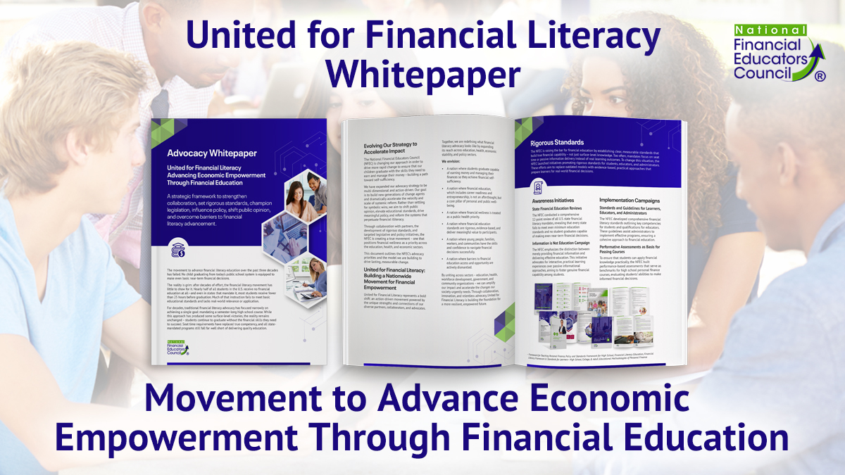 Just released: United for Financial Literacy: Advancing Economic Empowerment Through Financial Education. This whitepaper outlines a national strategy to fix what decades of fragmented financial literacy efforts failed to do. financialeducatorscouncil.org/nfec-advocacy-…