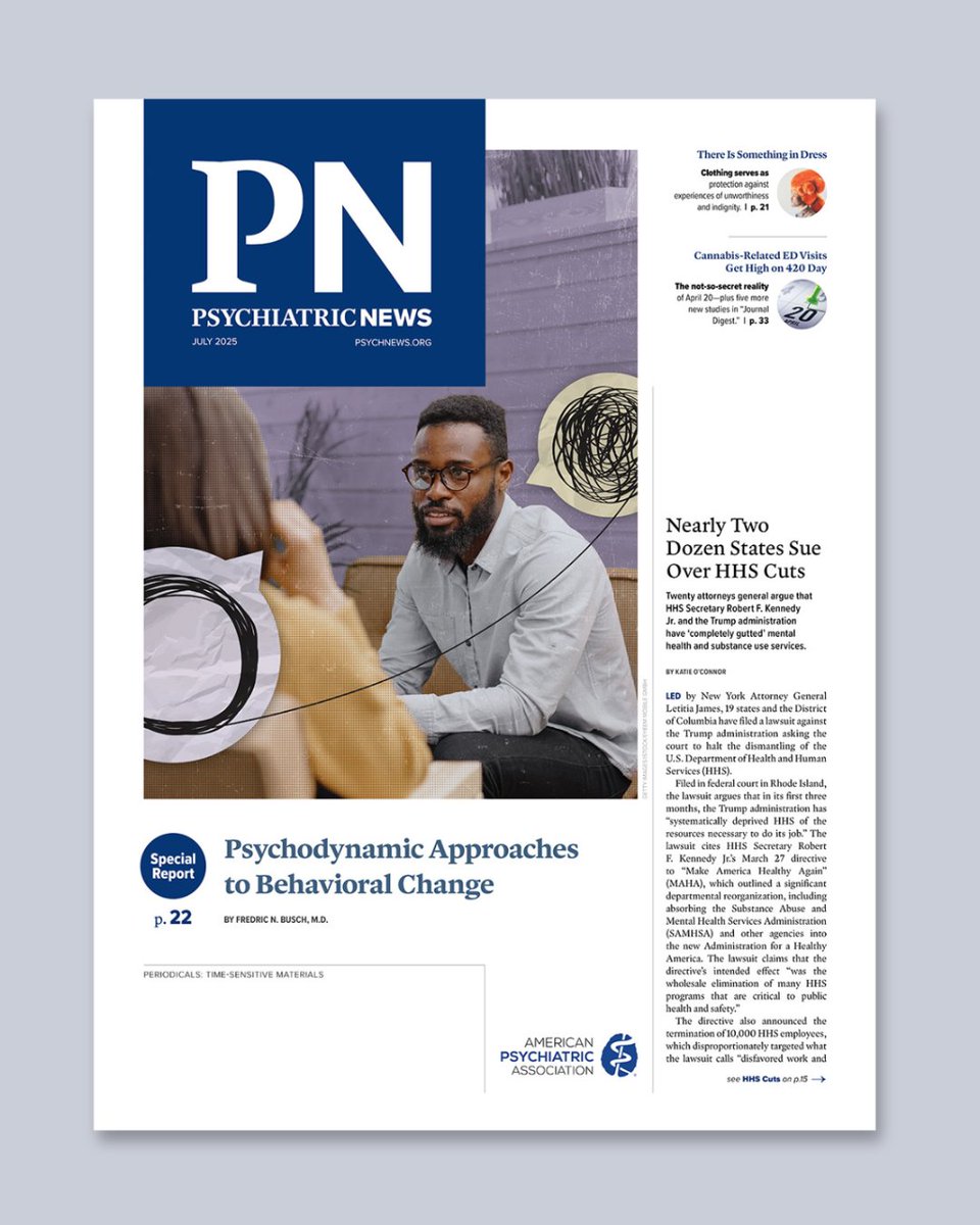 PsychiatricNews's tweet image. This month in PN, see what psychiatrists have to say about psychodynamic approaches to behavioral change, blood test for detecting amyloid plaques, AOT evaluation, and more. ow.ly/jylz50WiIi0