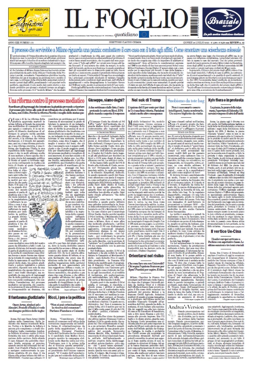 ilfoglio_it's tweet image. Ecco la prima pagina del Foglio di domani. Potete già leggerlo a questo link. edicoladigitale.ilfoglio.it