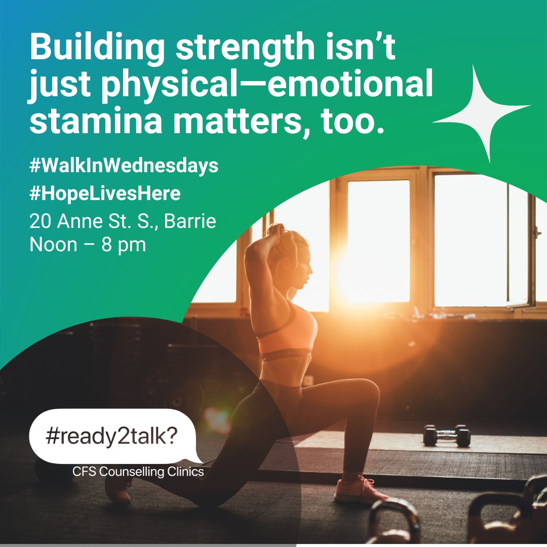 Do you feel like your stamina is running low? That can be a sign of both physical and mental health issues. Often, resolving mental issues can lead to helping the physical, so come in to start your fitness journey. tinyurl.com/3edcecdb #WalkInWednesdays #HopeLivesHere