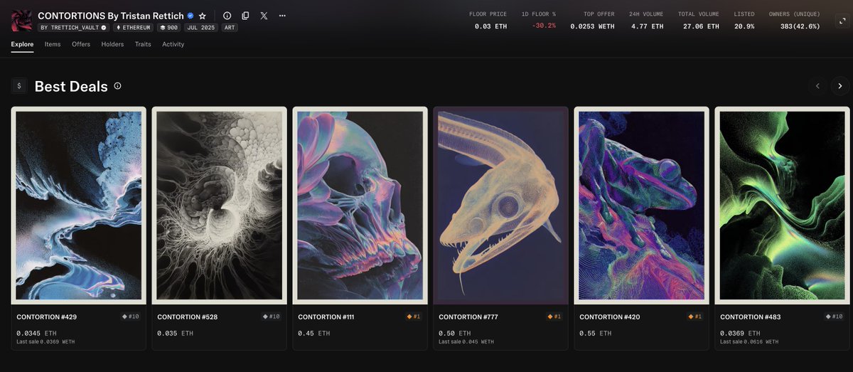 DeGenApe12's tweet image. Feels like NFT szn has officially started! 🥳🎉

Whether it&apos;s your first one, or you&apos;re a veteran, now is the time to check out my @Pixeldreams_art latest collection, entitled CONTORTIONS. They are a masterclass in digital sculpture! Every contour tells a story and I can&apos;t stop…