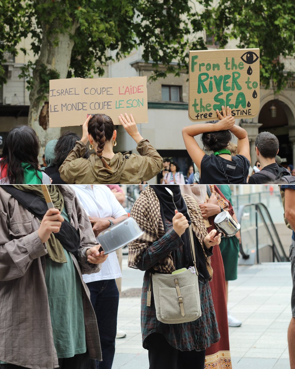 urgencepallyon's tweet image. Famine à Gaza, on ne se taira pas !
Les lyonnais.es étaient dans la rue ce soir pour crier leur soutien au peuple palestinien affamé par l'entité sioniste.
Levée du blocus de Gaza !