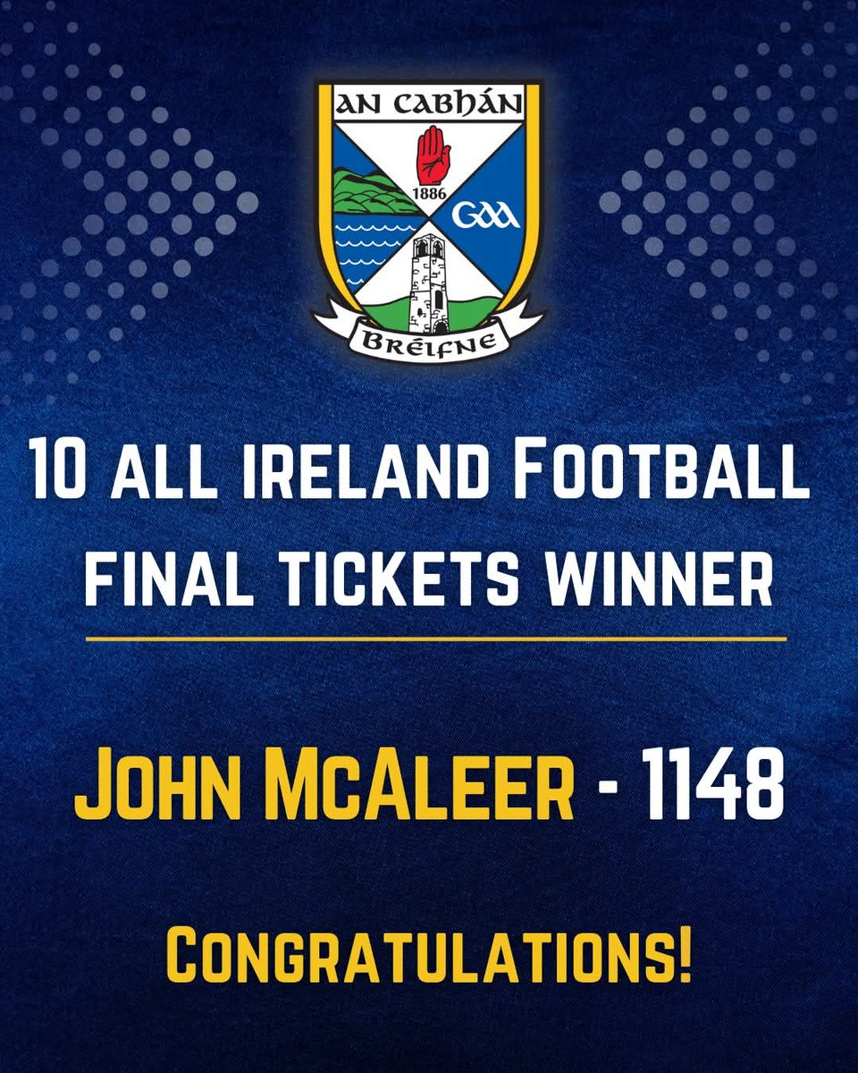 CavanCoBoardGaa's tweet image. π Congratulations to our winners β especially John McAleer, whoβs bagged 10 All-Ireland Football Final Tickets! ππ
August, weβve got two incredible giveaways lined up:
π 1st Prize: 4 Tickets to see Oasis live!
π€ 2nd Prize: 8 Tickets to Robbie Williams
πΆ 3rd Prize: β¬250