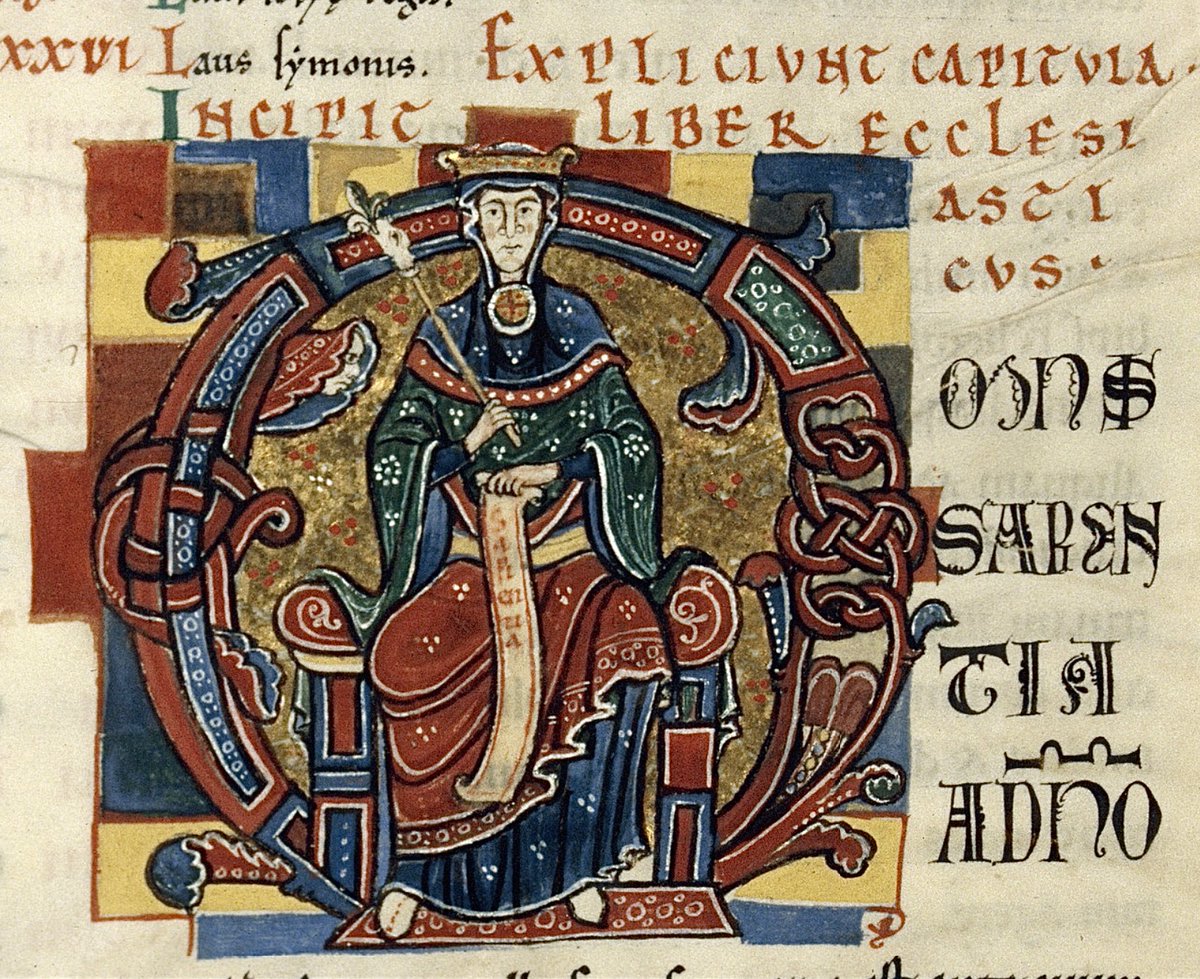 red_loeb's tweet image. The figure of Wisdom (Sapientia) inhabits the initial 'O'(mnis) at the beginning of Ecclesiasticus.
Dijon, Bibliothèque municipale, MS 2; Bible de Saint-Bénigne; 12th century 2nd quarter; France (Dijon, abbaye Saint-Bénigne); f.308v